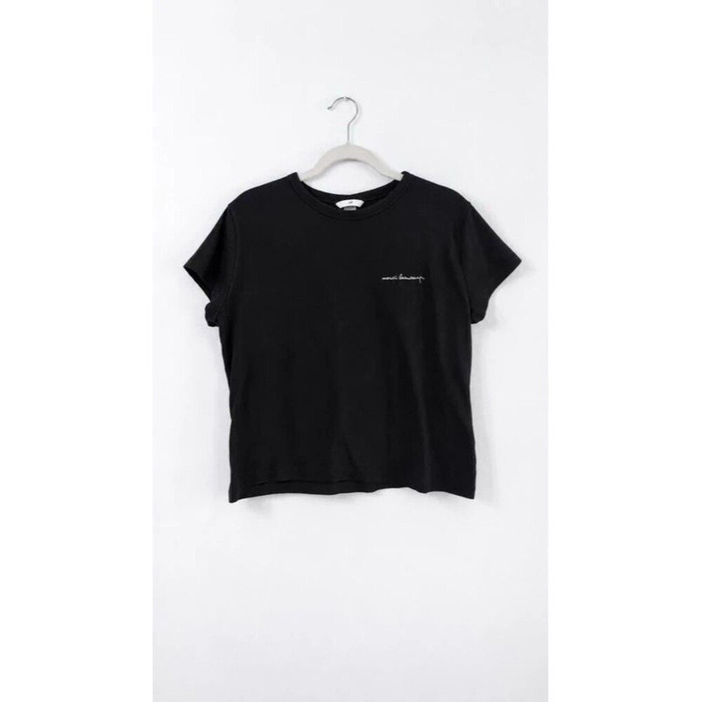H&M Merci Beaucoup Embroidered Black Short Sleeve T-Shirt Women’s Large